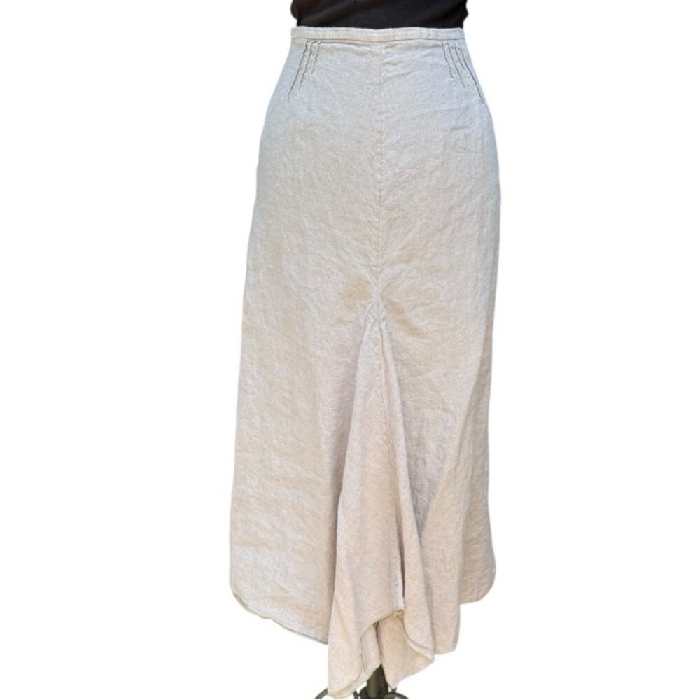 J. Jill Linen Lagenlook Boho Coastal Minimalist Midi Skirt Size 2 Asymmetric